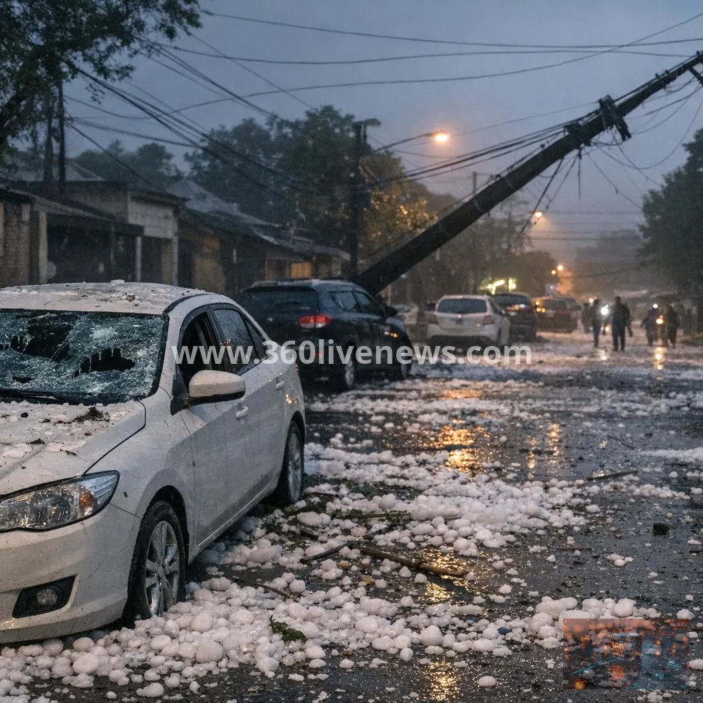 Severe hailstorm hits Asuncion, leaving cars damaged and thousands without power