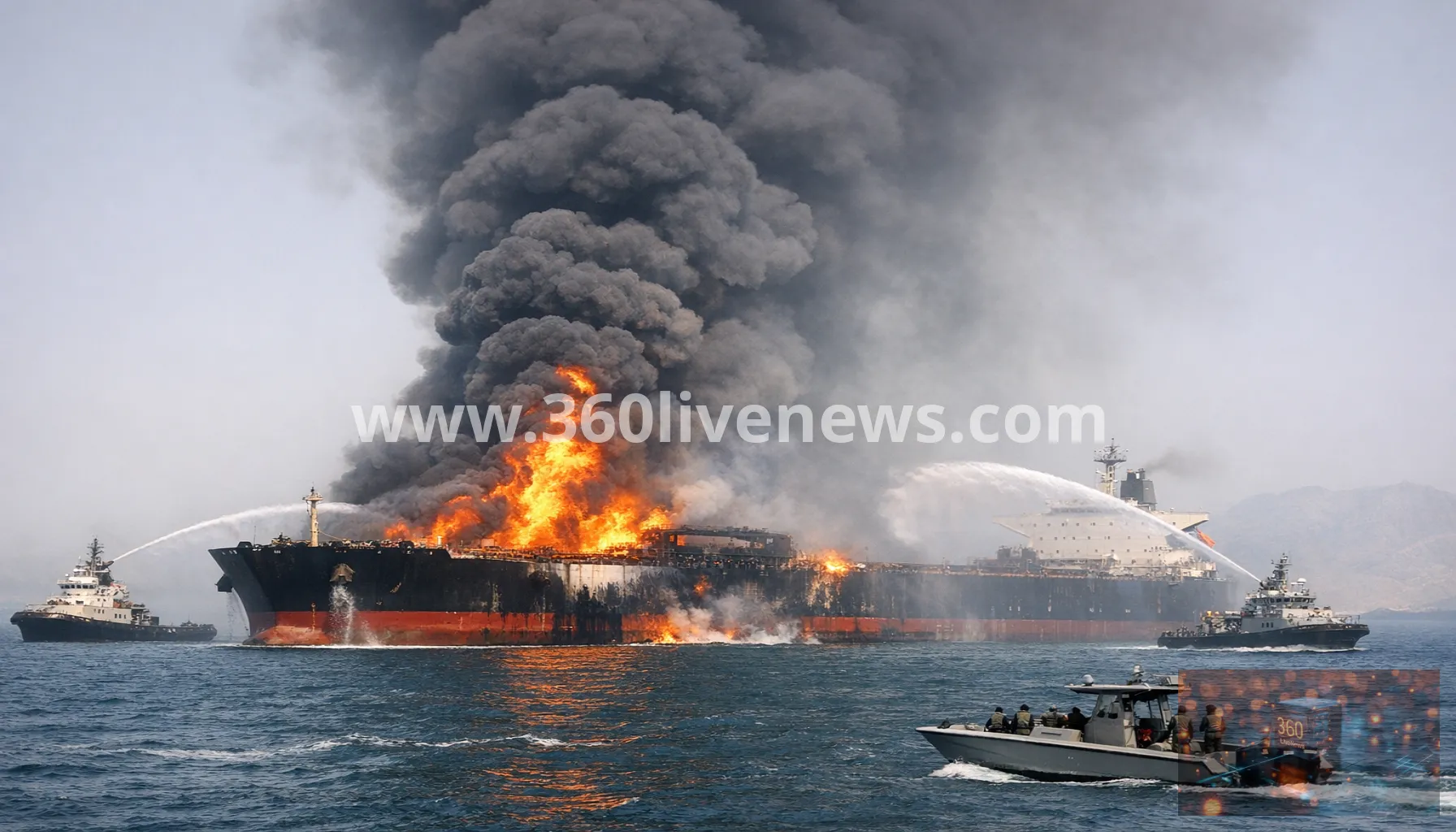 Super tanker ablaze after striking mine in Strait of Hormuz, IRGC says