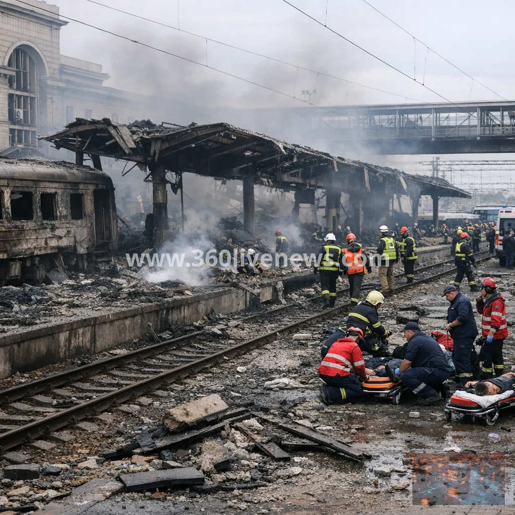 Russian drone strike hits Dnipro railway station, killing at least 13