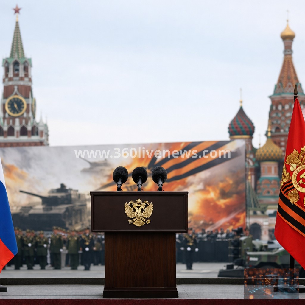 Putin uses Victory Day speech to denounce Nato and justify Ukraine war
