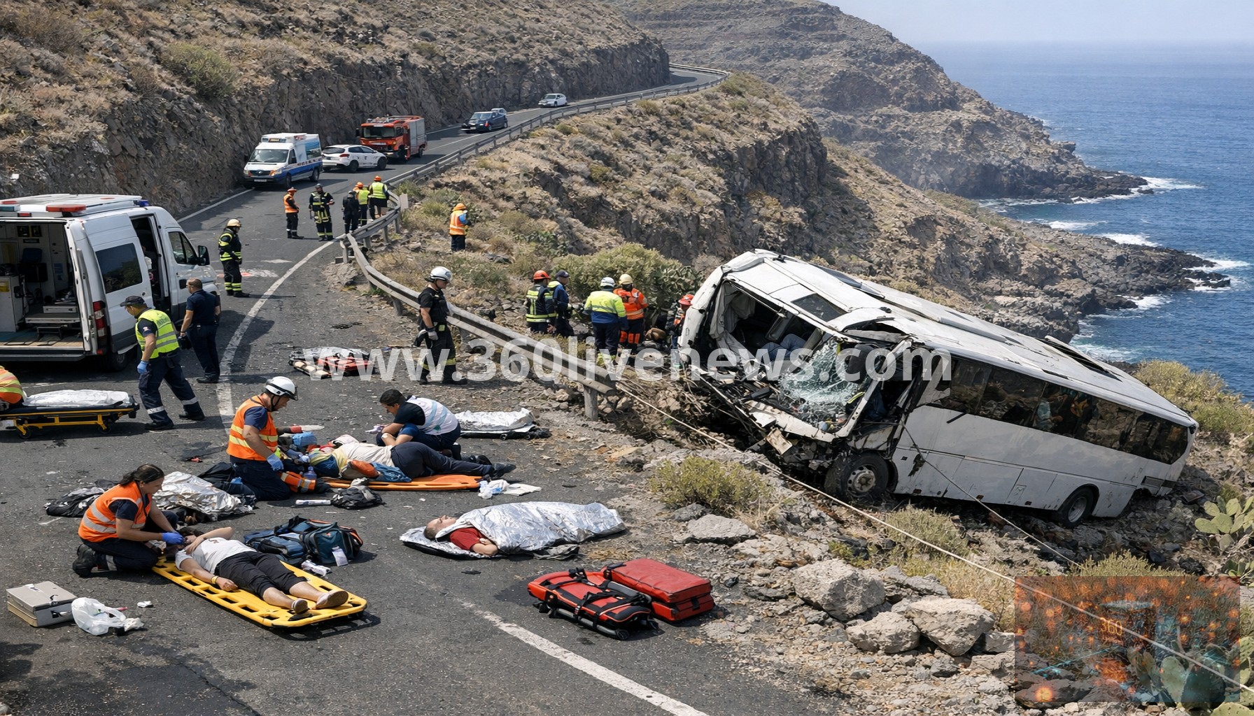 Bus accident in Canary Islands kills one and injures at least 14 near San Sebastián de La Gomera