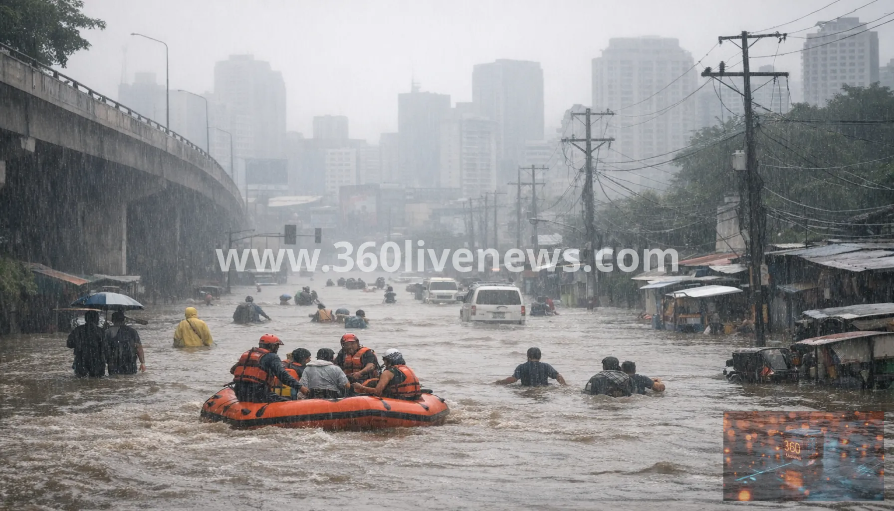 Heavy rain floods Manila and Luzon as death toll rises to at least 16
