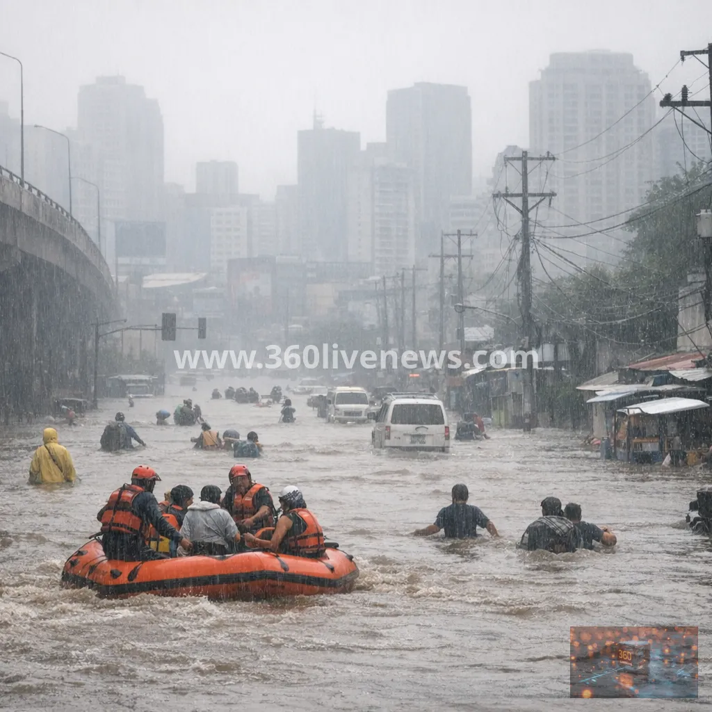Heavy rain floods Manila and Luzon as death toll rises to at least 16