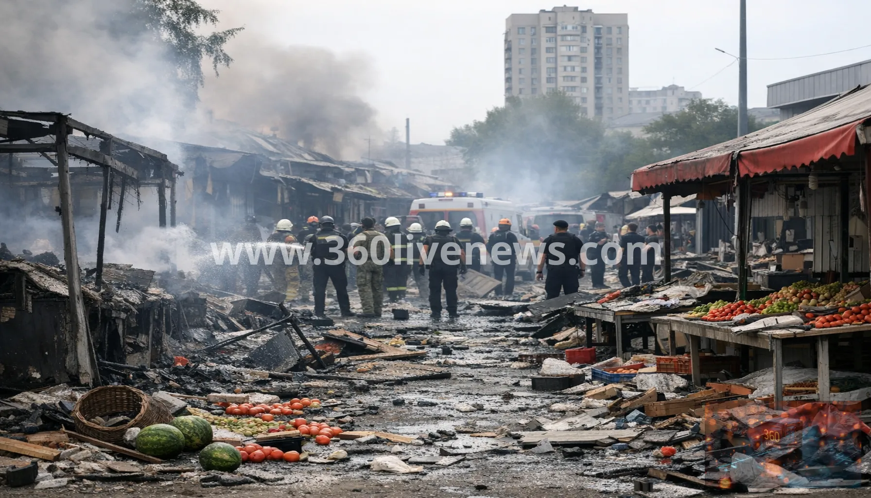 Russian strikes hit Kyiv market and other areas across Ukraine