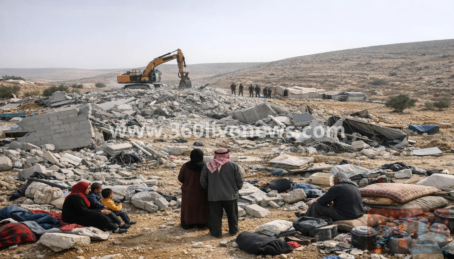 Israeli demolition of 12 homes in Khirbet al-Tabban leaves about 70 homeless