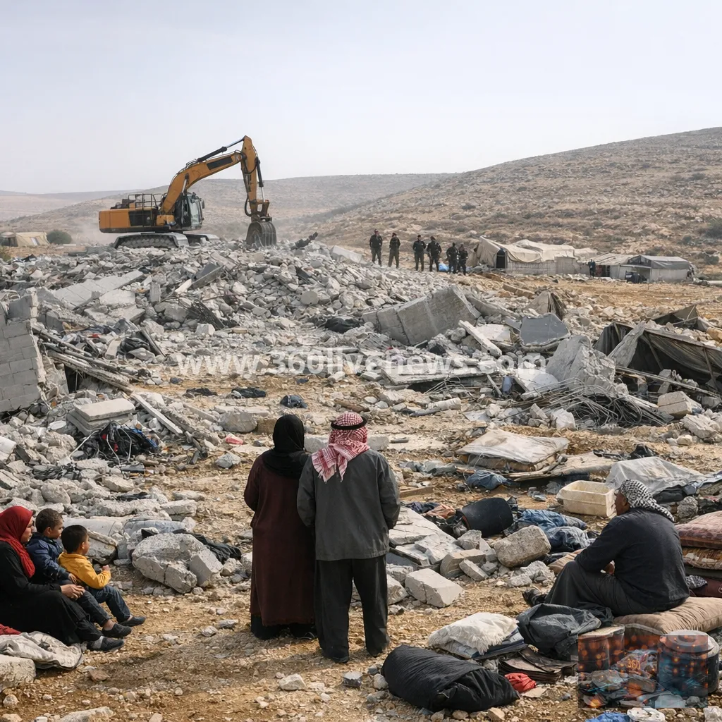 Israeli demolition of 12 homes in Khirbet al-Tabban leaves about 70 homeless