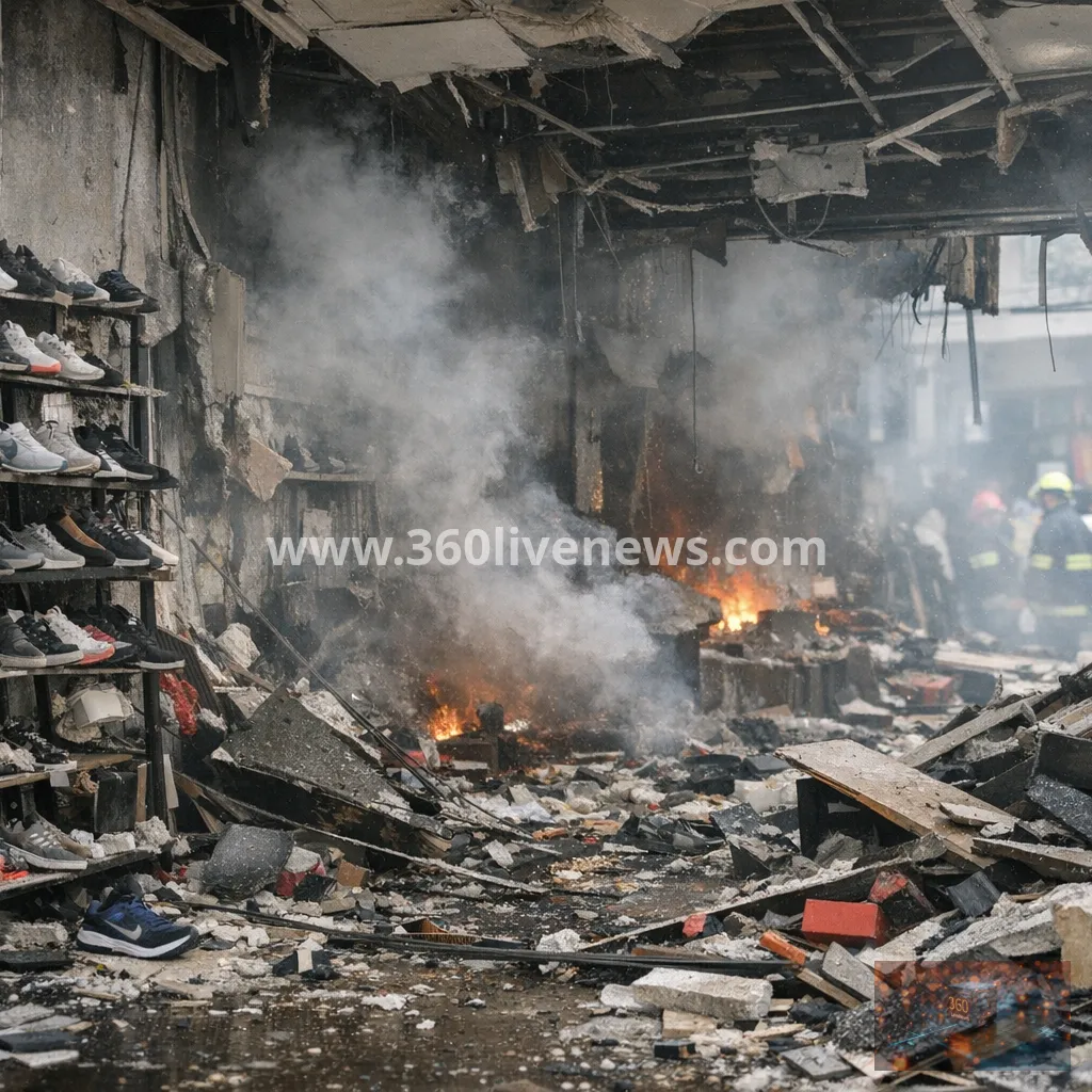 Explosion tears apart shoe shop in Surabaya, Indonesia, leaving five hospitalised
