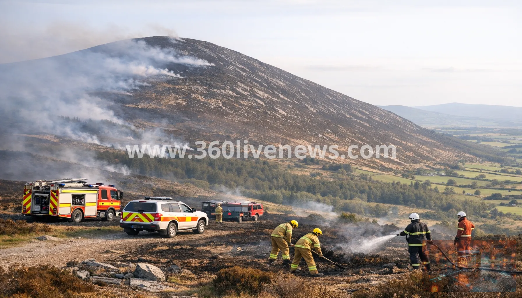 Slievenamon wildfire in County Tipperary reduced significantly as crews tackle hotspots