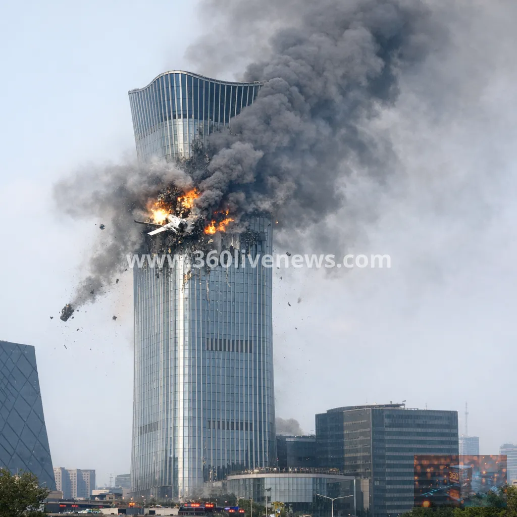 Small aircraft crashes into Beijing's CITIC Tower as police seal off area