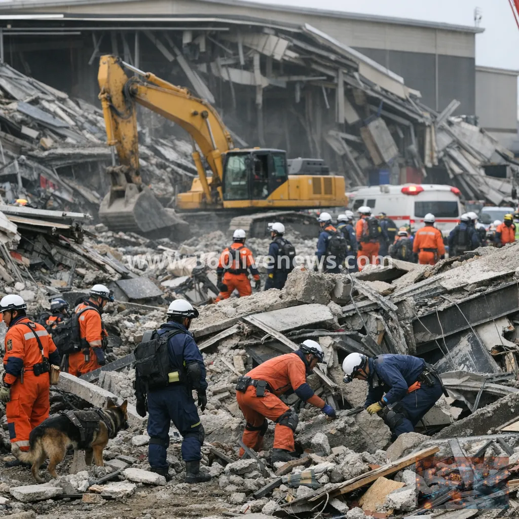 Search for survivors after magnitude-7.1 earthquake collapses shopping centre in Japan's Kumamoto prefecture
