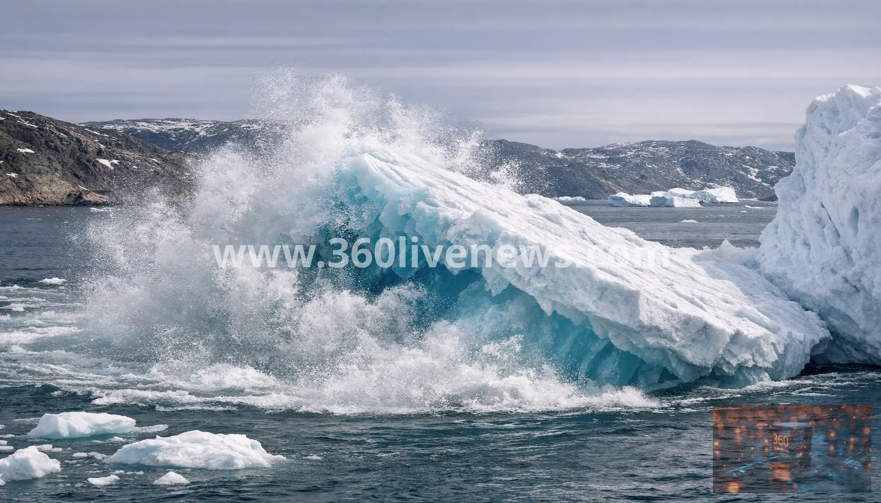 Massive iceberg overturns near Ilulissat on Greenland's west coast