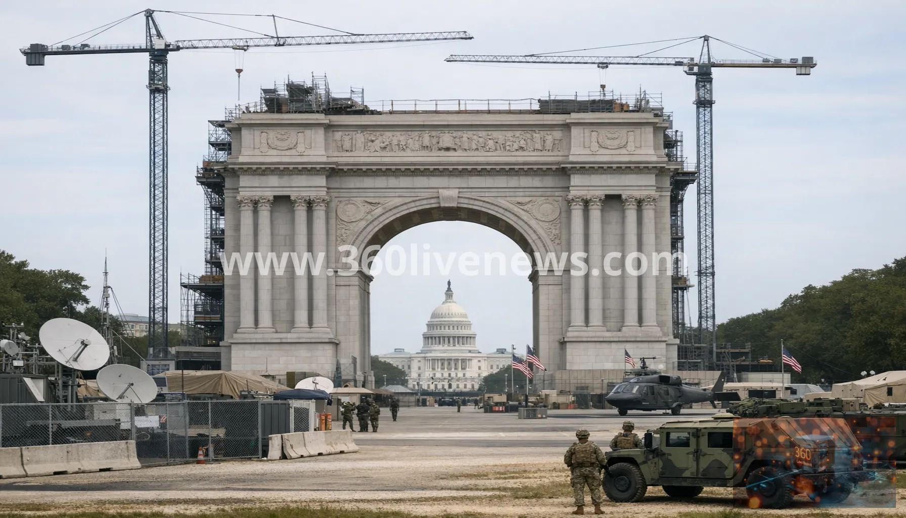 Trump says planned Washington arch will also serve as a military complex