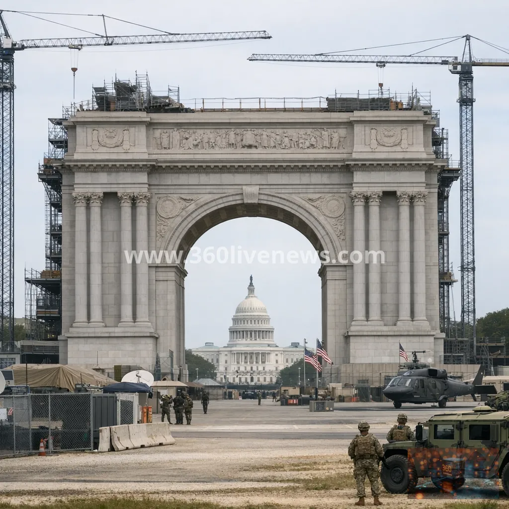 Trump says planned Washington arch will also serve as a military complex