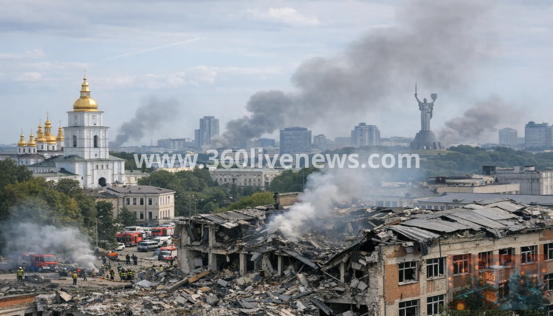 Russian drone and missile barrage kills at least 12 in Kyiv and surrounding region