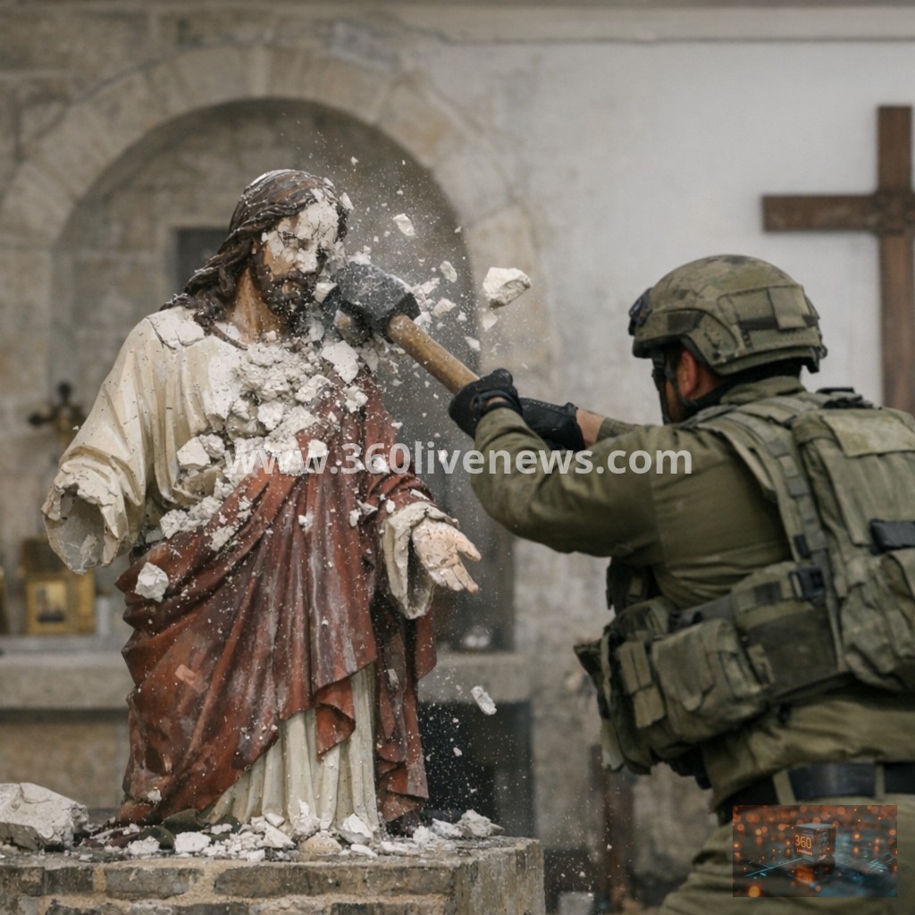 Israeli soldier vandalizes Jesus statue in southern Lebanon; official condemnation and investigation underway