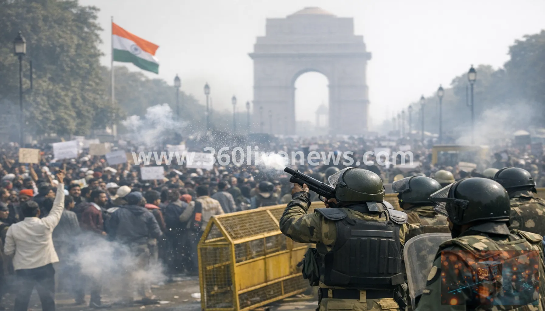 Delhi protests over education reforms met with pellet-gun police response