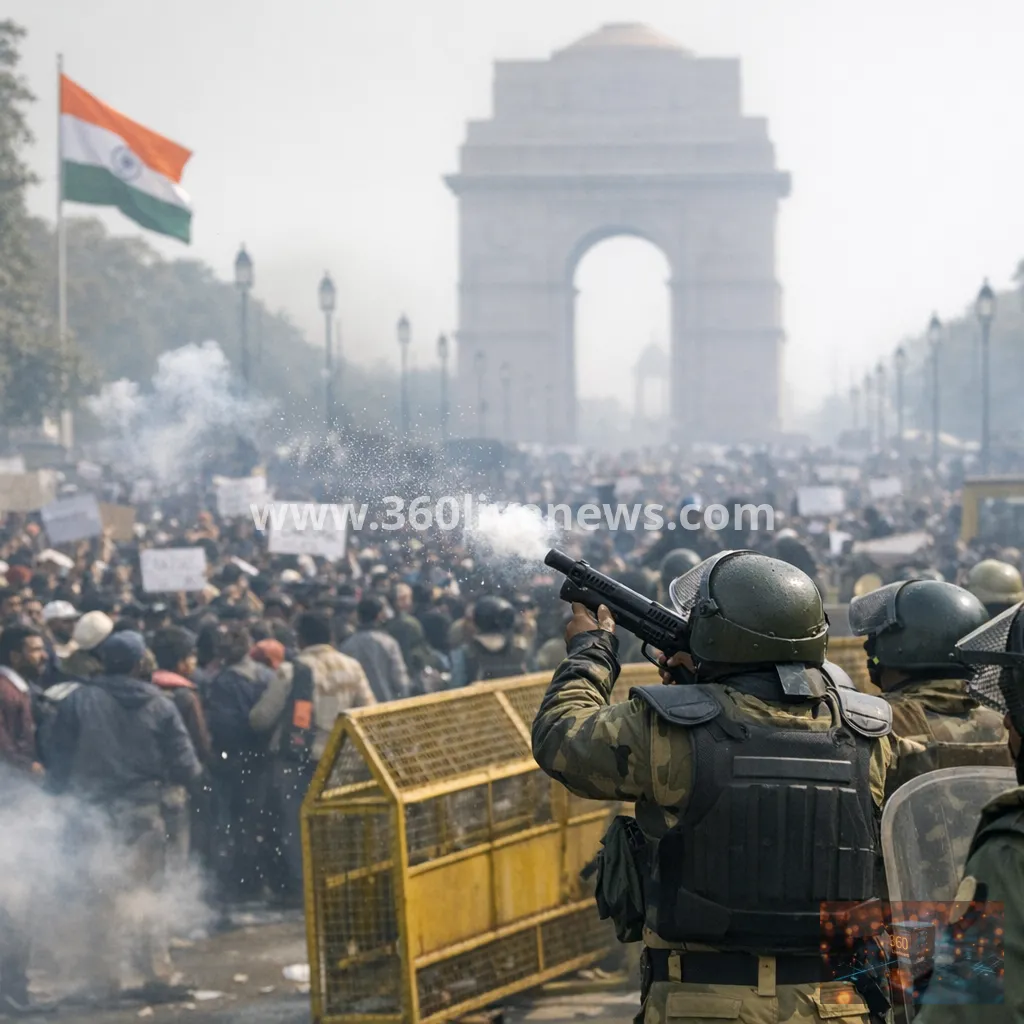 Delhi protests over education reforms met with pellet-gun police response