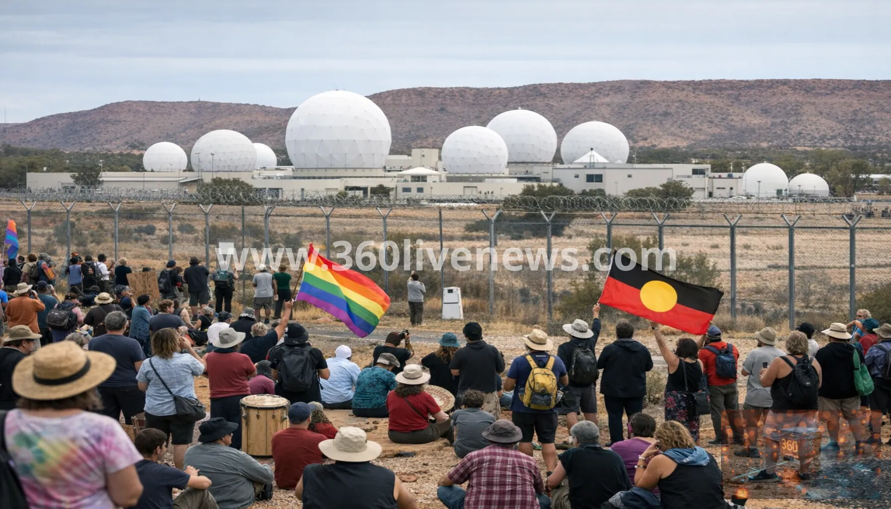 Hundreds protest at Pine Gap in largest demonstration in decades