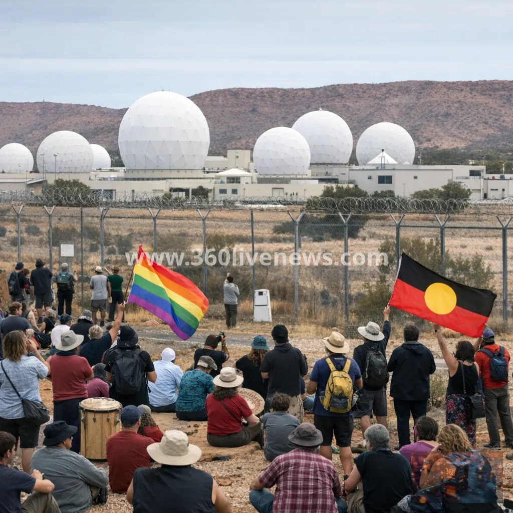 Hundreds protest at Pine Gap in largest demonstration in decades