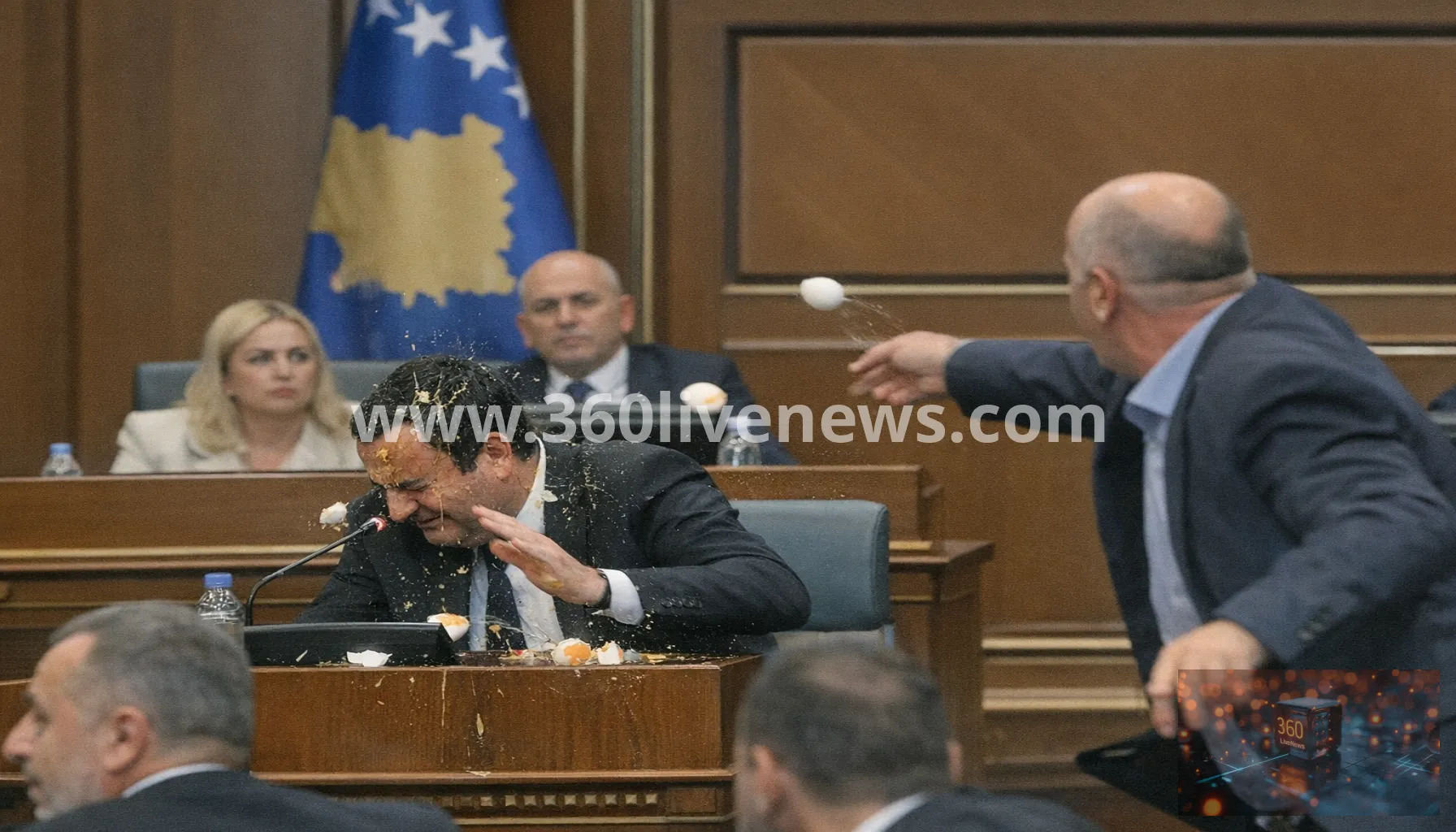 Opposition MP throws eggs at Kosovo acting prime minister during parliament session