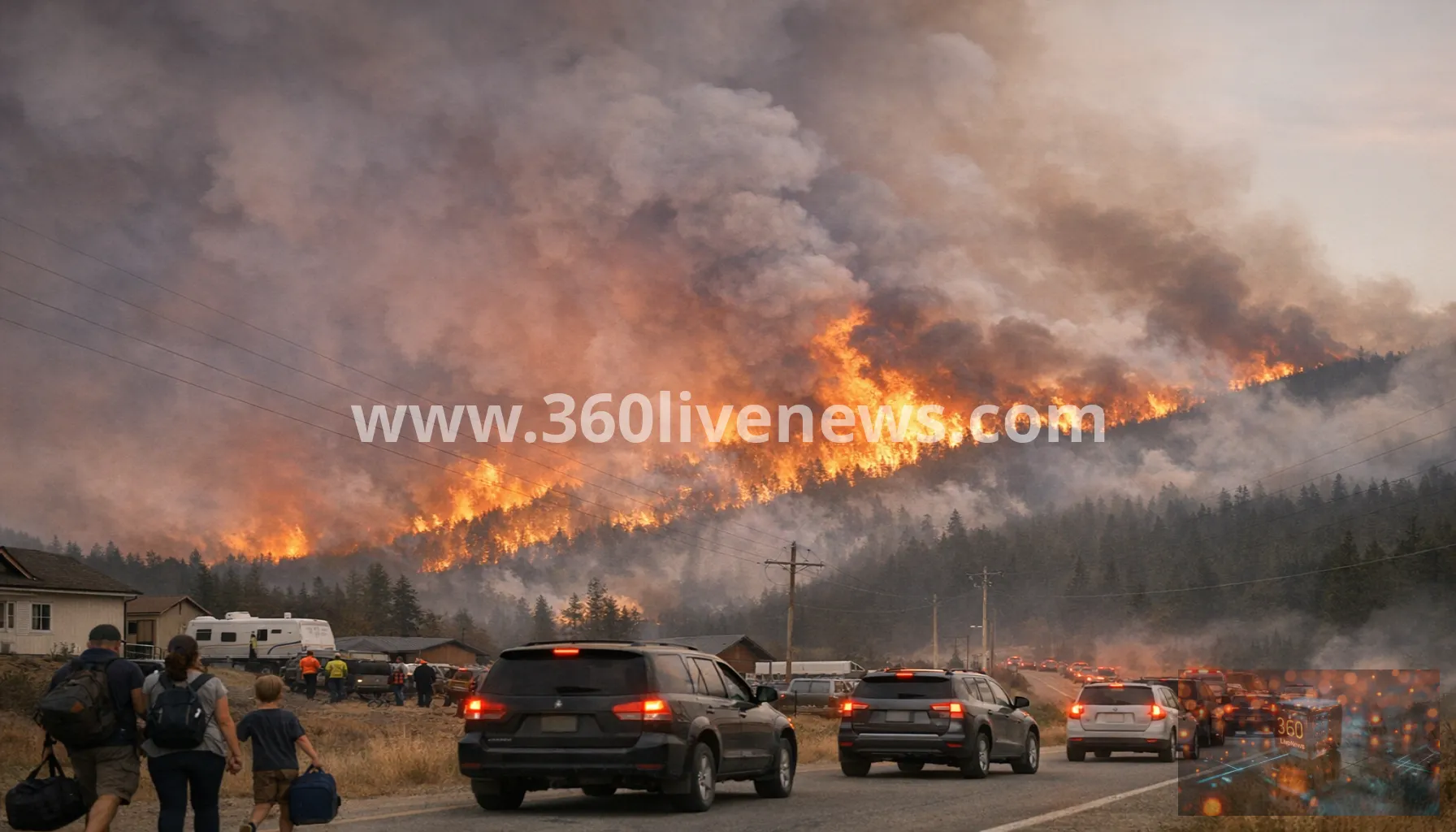British Columbia wildfire forces mass evacuations as Bald Range fire grows for a second day