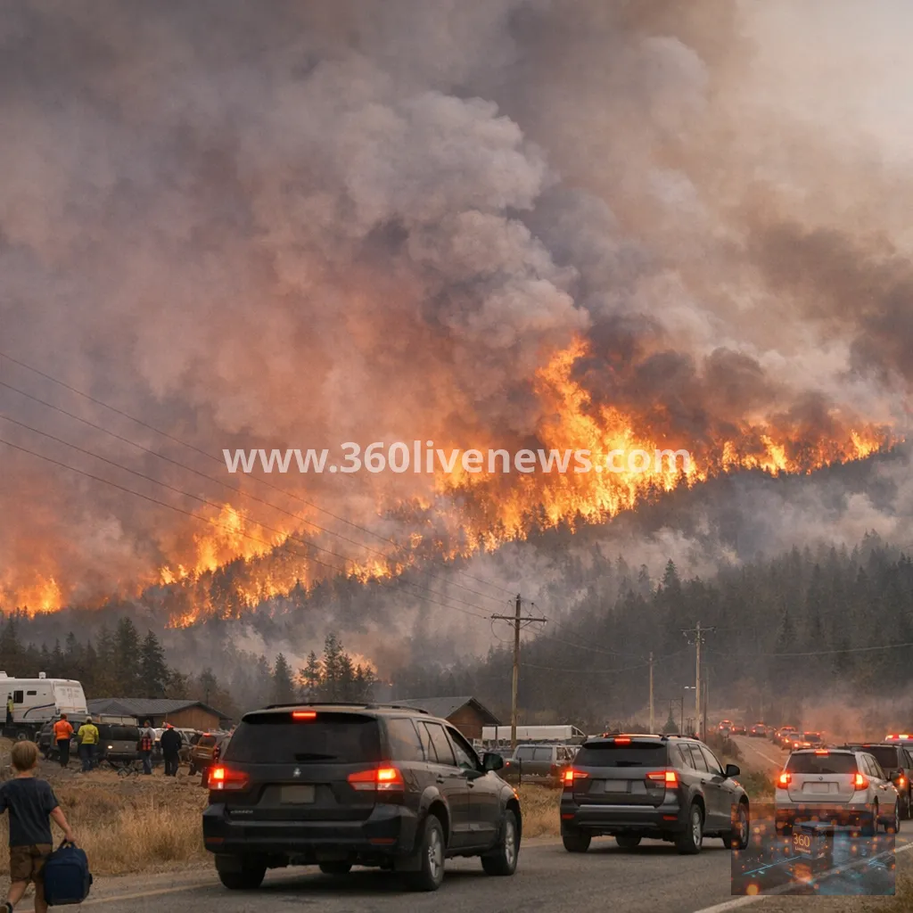 British Columbia wildfire forces mass evacuations as Bald Range fire grows for a second day