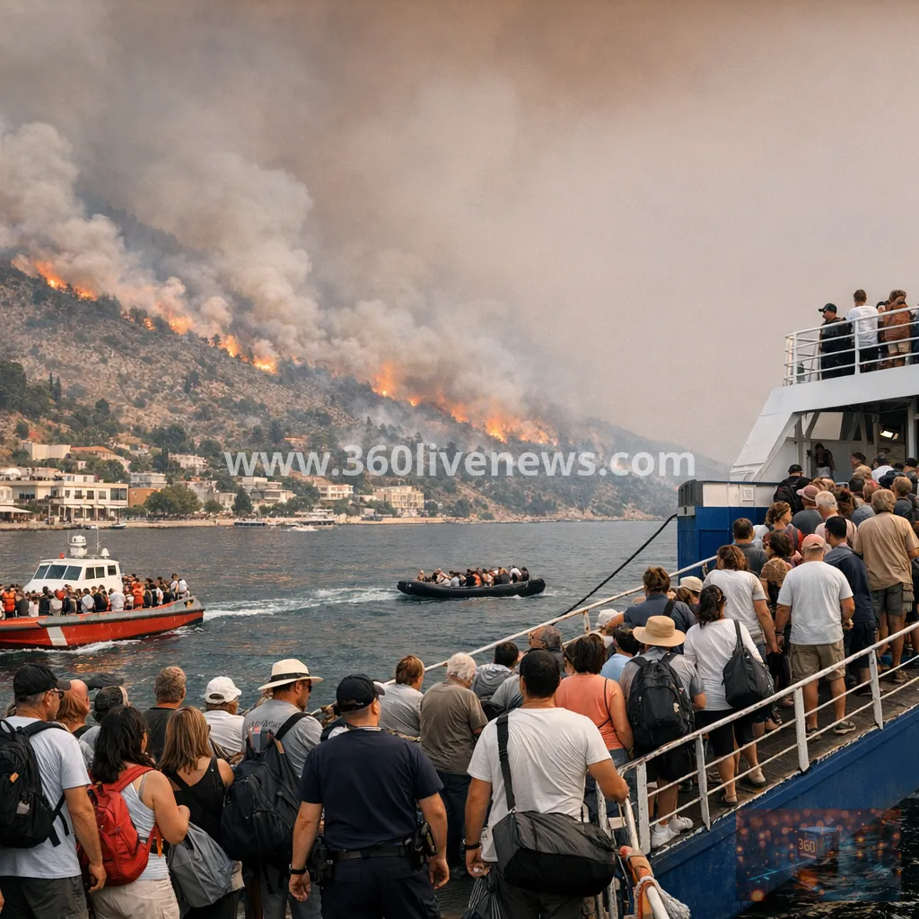 Greek wildfires force sea evacuations as blazes continue across the country
