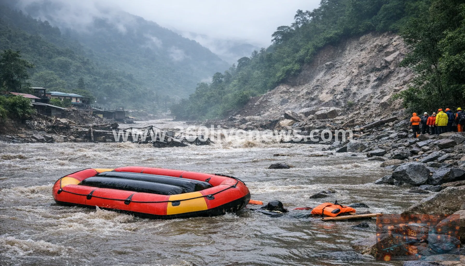 Arunachal Pradesh monsoon floods and landslides leave at least three dead as rescue raft overturns