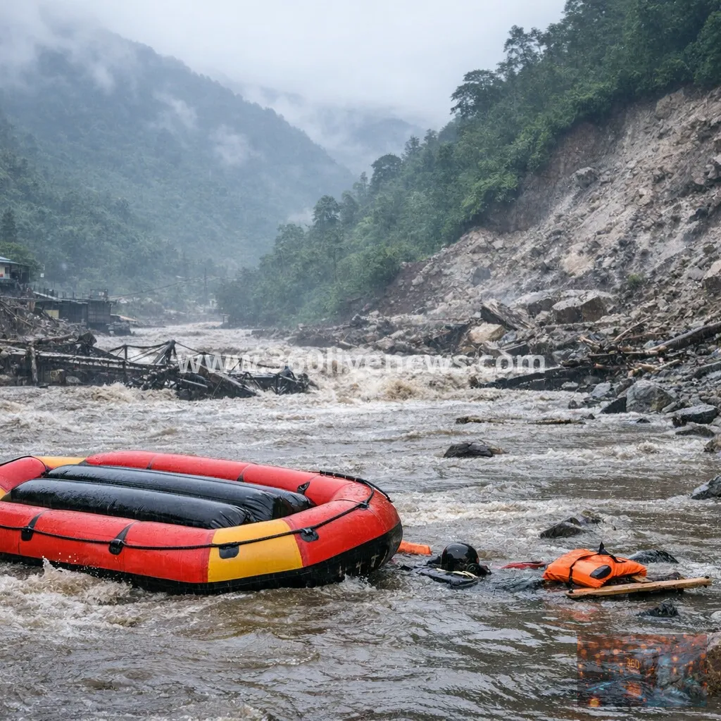 Arunachal Pradesh monsoon floods and landslides leave at least three dead as rescue raft overturns