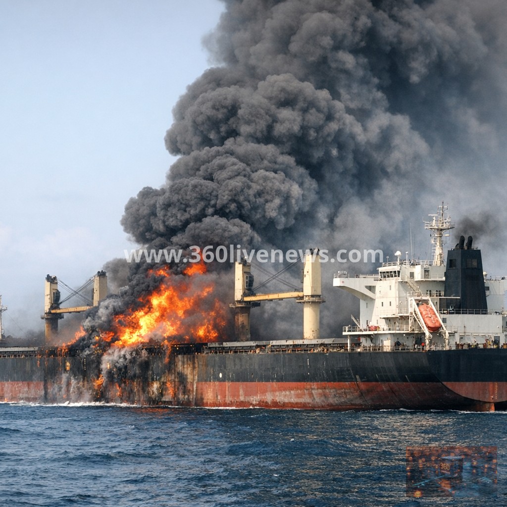Explosion and fire aboard HMM Namu after Trump blames Iran