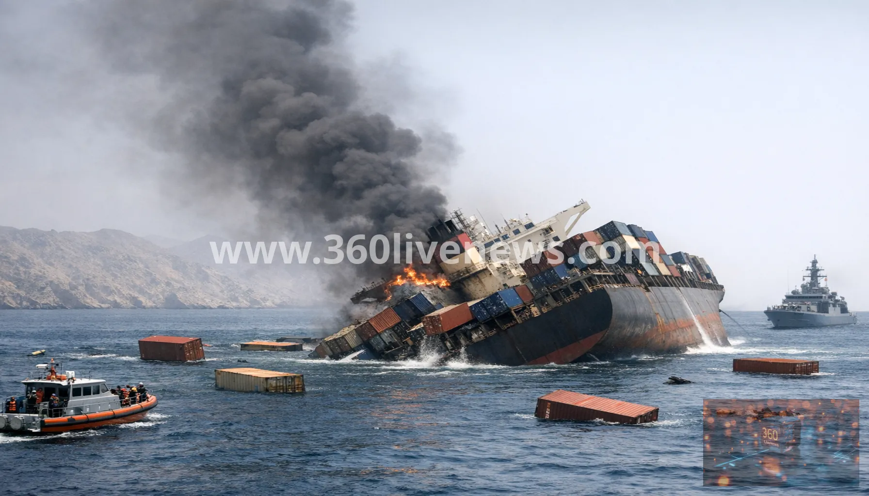 Singapore-flagged container ship sinks after projectile strike in Strait of Hormuz, with second vessel damaged