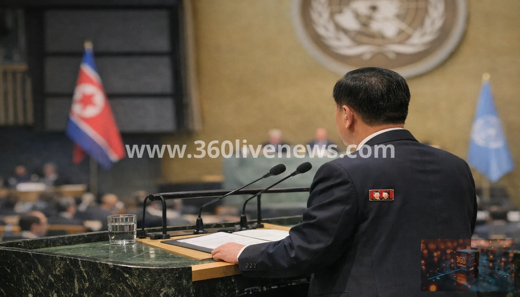 North Korea envoy speaks at UN General Assembly wearing Kim family brooch