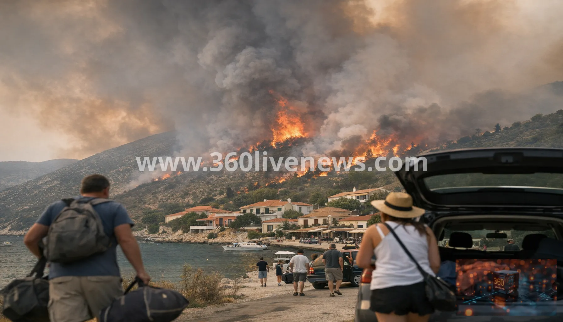 Wildfires force evacuations on Kefalonia and spread near communities in western Attica