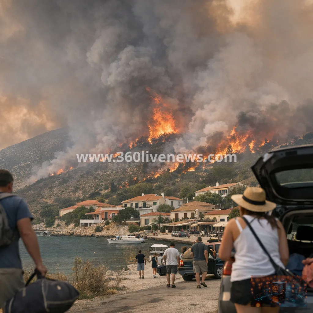 Wildfires force evacuations on Kefalonia and spread near communities in western Attica