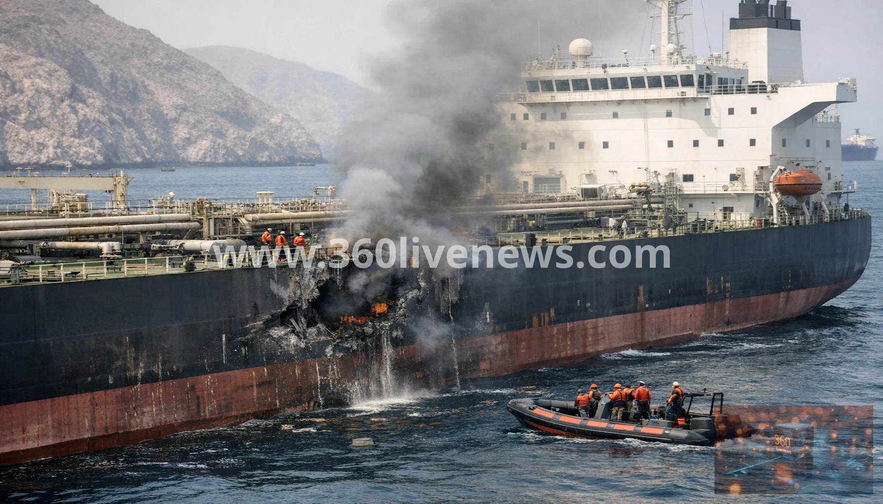 Vessel struck by unknown projectile in Strait of Hormuz, one casualty reported