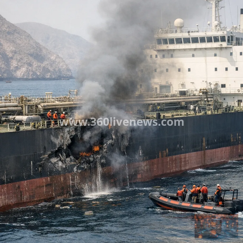 Vessel struck by unknown projectile in Strait of Hormuz, one casualty reported