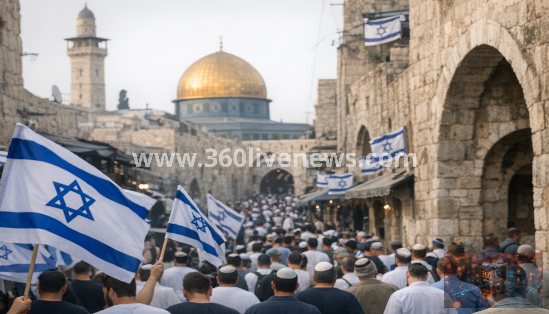 Israeli nationalists chant anti-Palestinian slogans during Jerusalem Day march in Old City