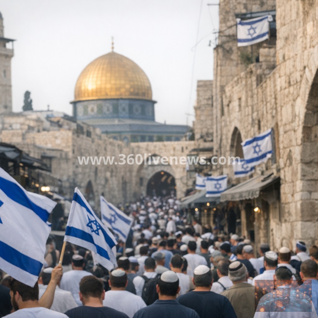 Israeli nationalists chant anti-Palestinian slogans during Jerusalem Day march in Old City