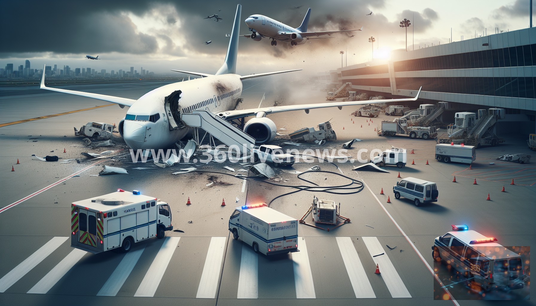 Air Canada Express jet collides with fire engine at LaGuardia Airport, resulting in pilot and co-pilot fatalities