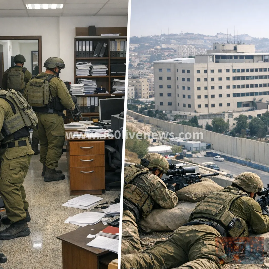 Israeli forces raid Palestinian NGO offices and deploy snipers near Ramallah hospital
