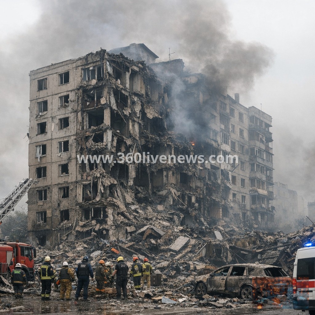 Russian missile and drone strikes kill at least 22 across Kyiv, Dnipro and Kharkiv