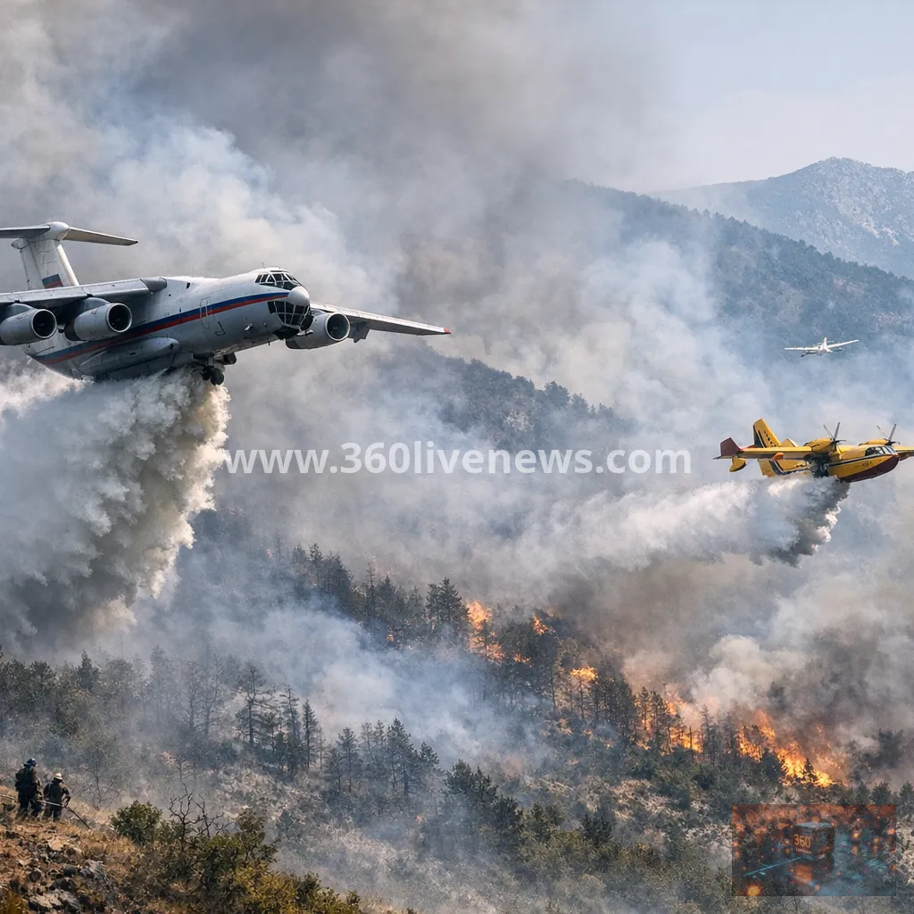 EU and Russian aircraft help Serbia battle wildfires near Belgrade and in the Stolovi mountains
