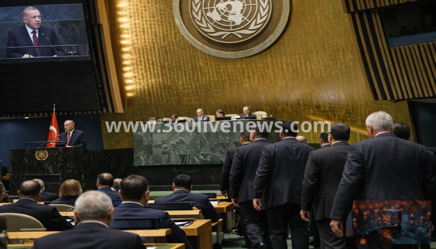 Erdogan condemns Israel over Gaza and West Bank in UN speech as delegation walks out
