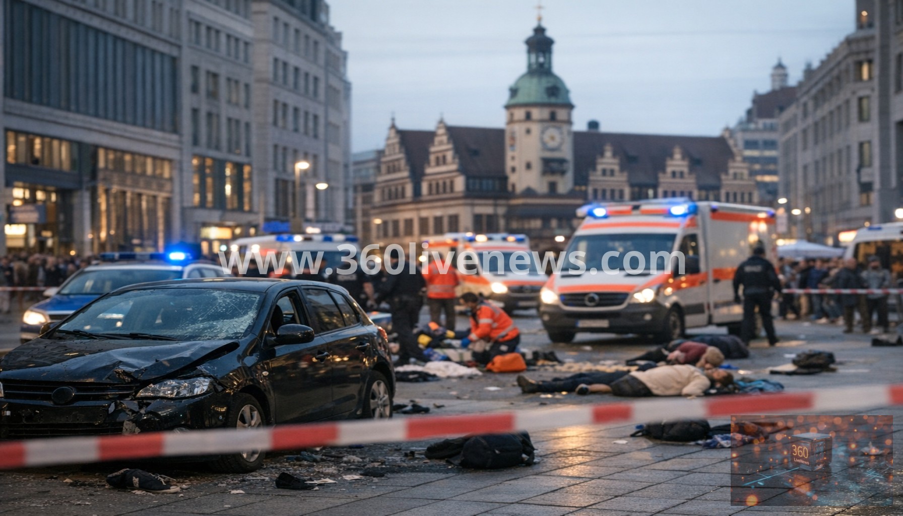 Two killed as car strikes crowd in central Leipzig