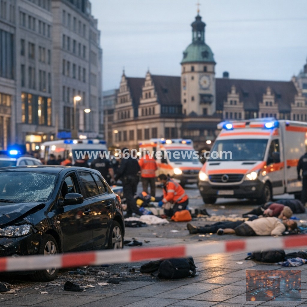 Two killed as car strikes crowd in central Leipzig