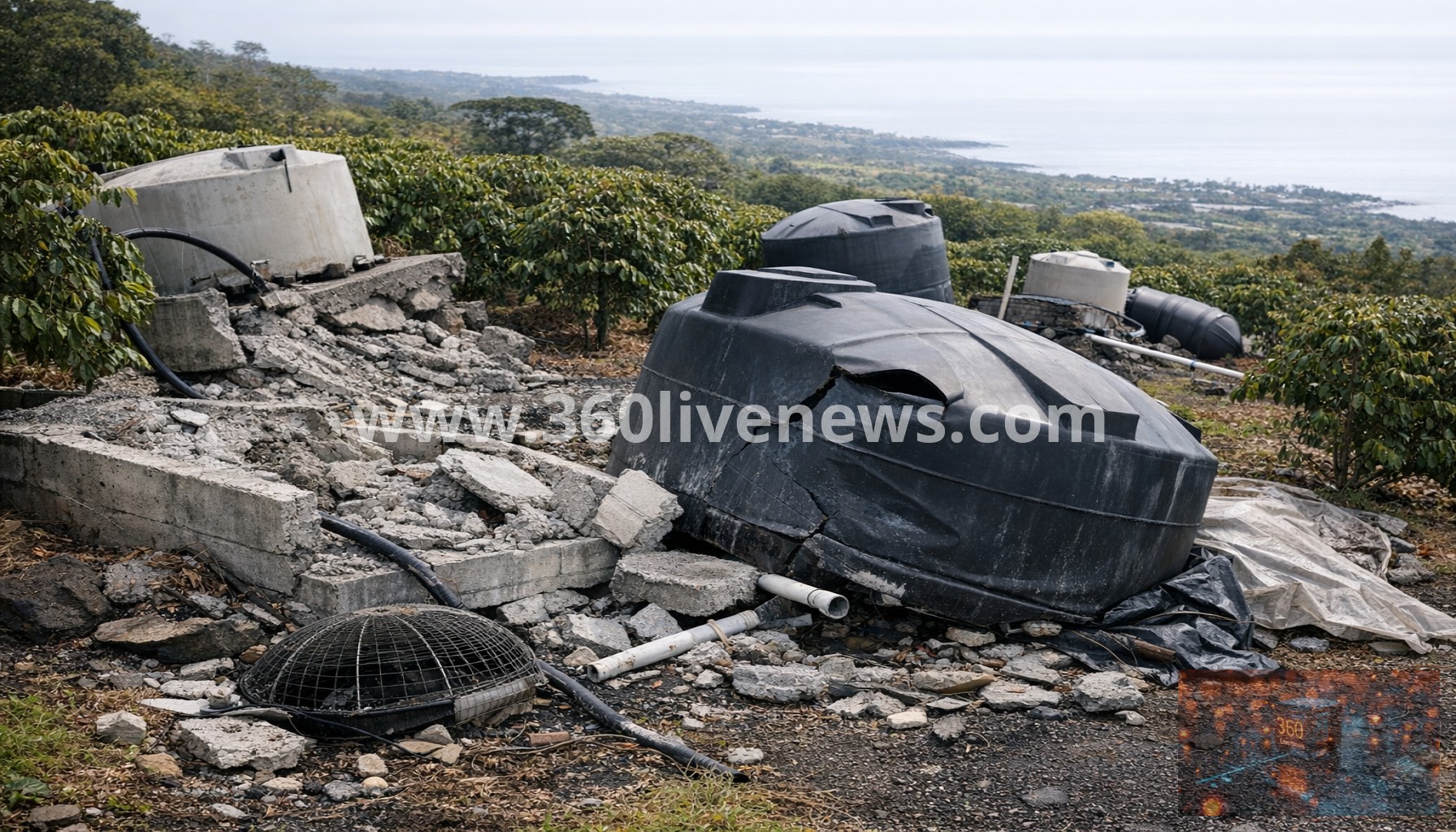 Earthquake damages water catchment systems in Hawaii's Big Island coffee-growing area
