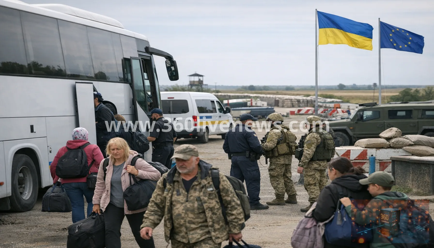 Evacuees from Russian-occupied Oleshky reach Ukraine as ceasefire continues