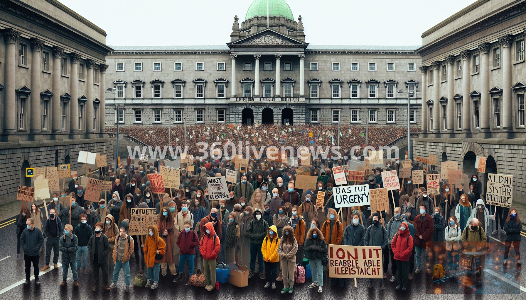 Protesters in Dublin call for urgent passage of Occupied Territories Bill outside Leinster House