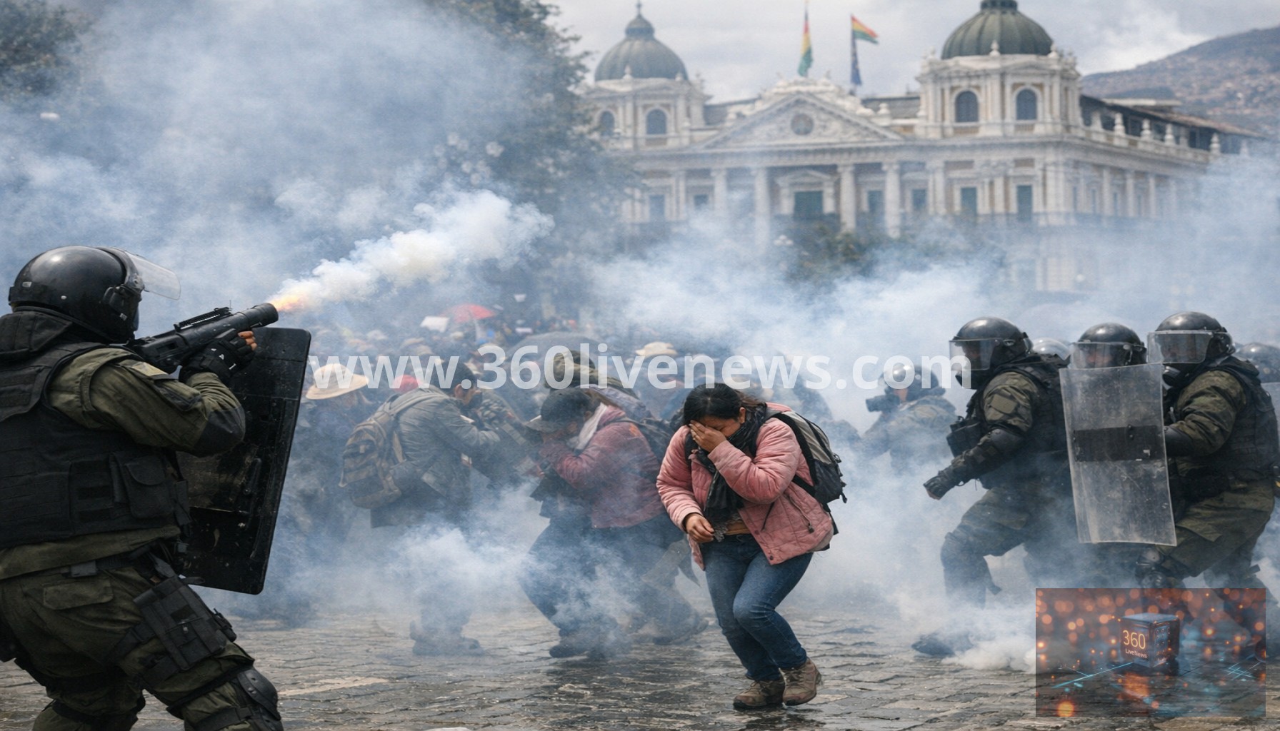 Bolivian police fire tear gas at teachers protesting near presidential palace