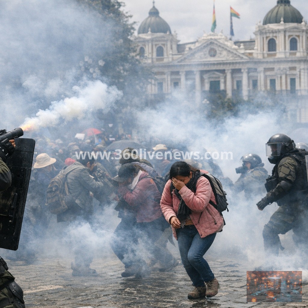 Bolivian police fire tear gas at teachers protesting near presidential palace